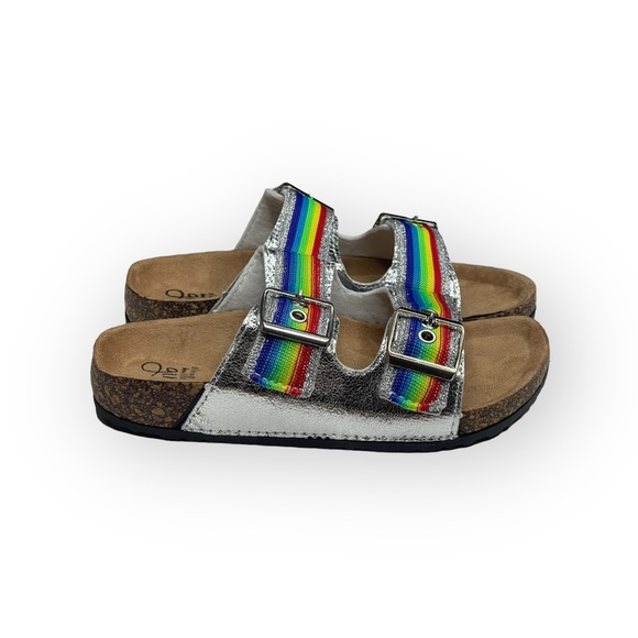 new Olivia Miller ❤︎ Pride Rainbow Birki Cork Footbed Sandal ❤︎ Iridescent ❤︎ 13 - Picture 5 of 16